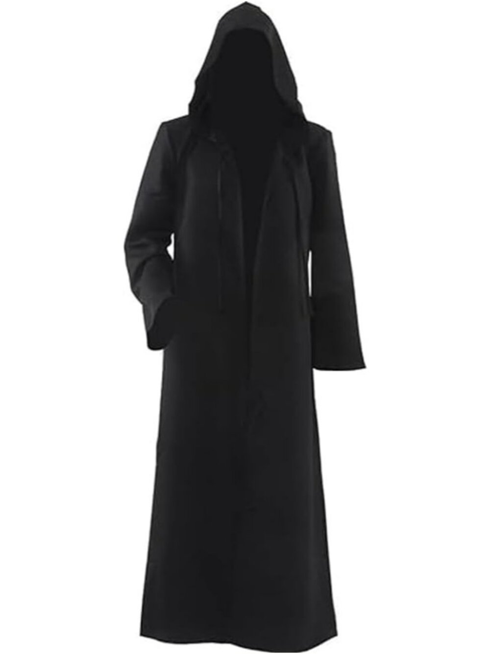 Men's Black Hood Cape Cosplay Wizard Robes Monk Priest Cloak Halloween Costume - Picture 5 of 6